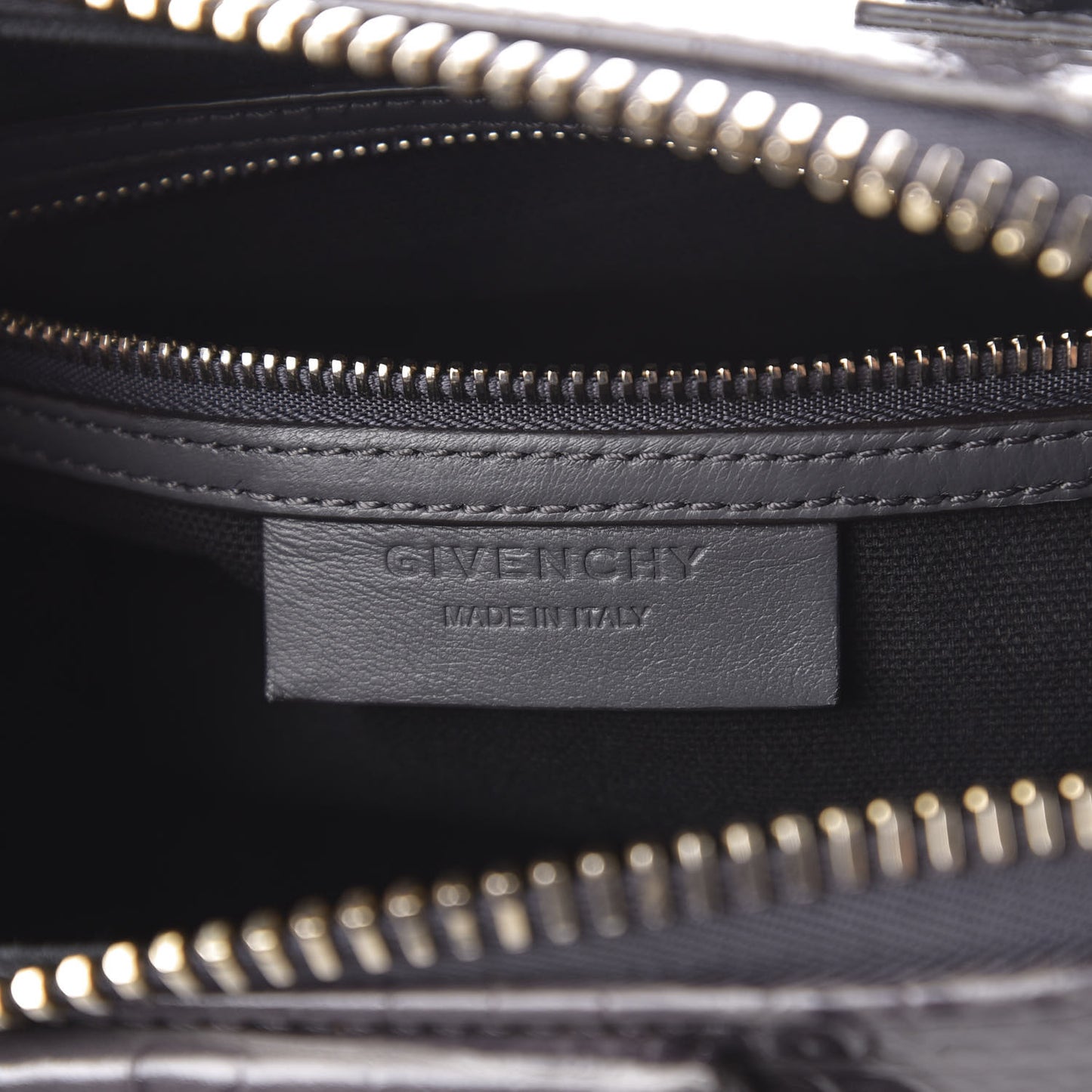 Calfskin Crocodile Embossed Mini Antigona Storm Grey