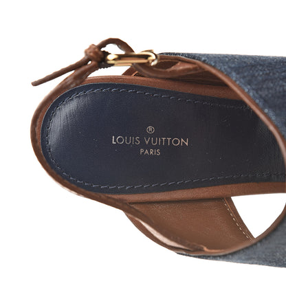 Louis Vuitton Denim Croisiere Wedge Sandals 41 Marine 7 of 10