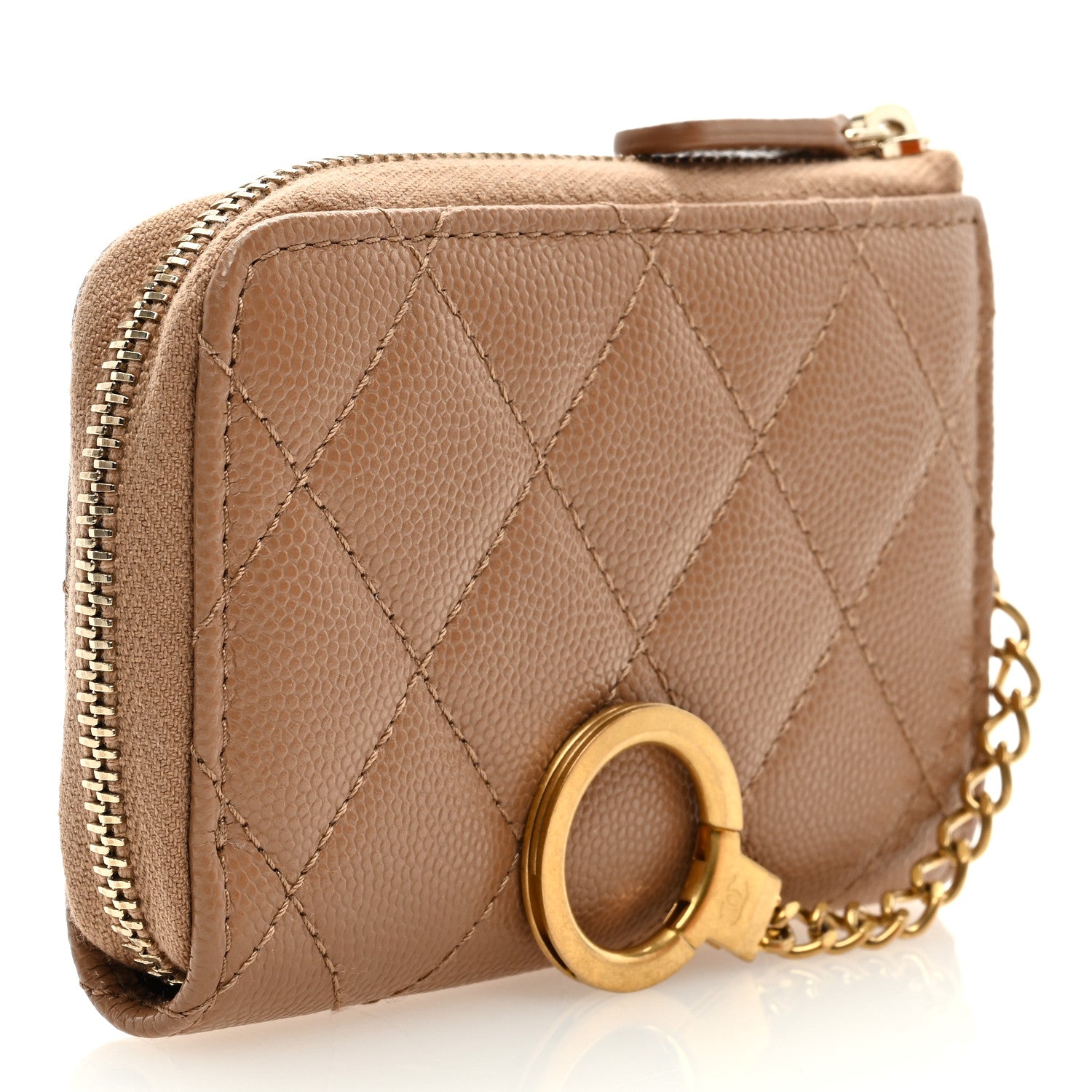 Chanel Caviar Quilted Zipped Key Holder Case Dark Beige 3 of 7