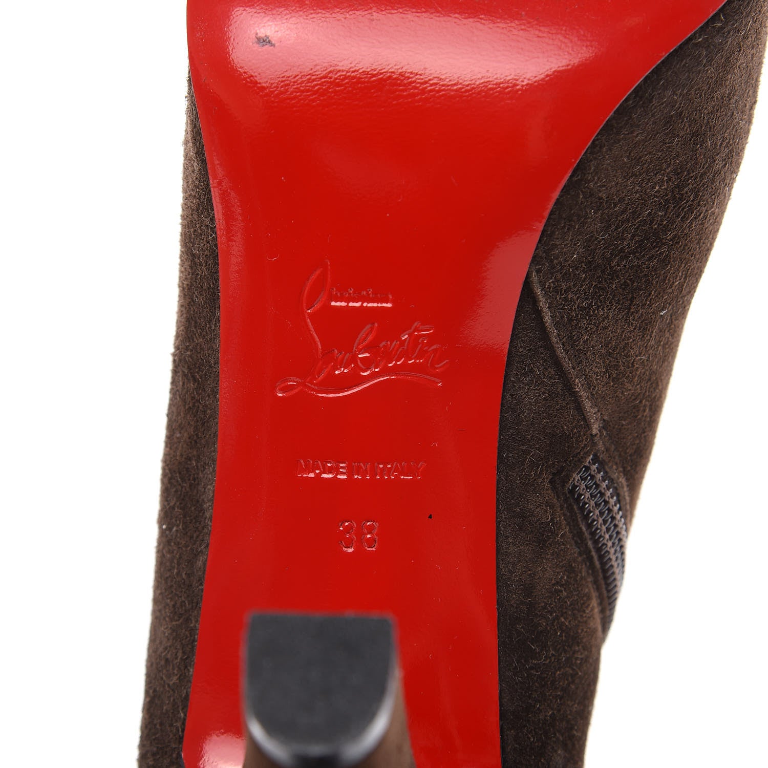 Christian Louboutin Veau Velours Miss Tack Booty 85 Ankle Boots 38 Coffee 6 of 10