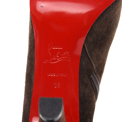 Christian Louboutin Veau Velours Miss Tack Booty 85 Ankle Boots 38 Coffee 6 of 10