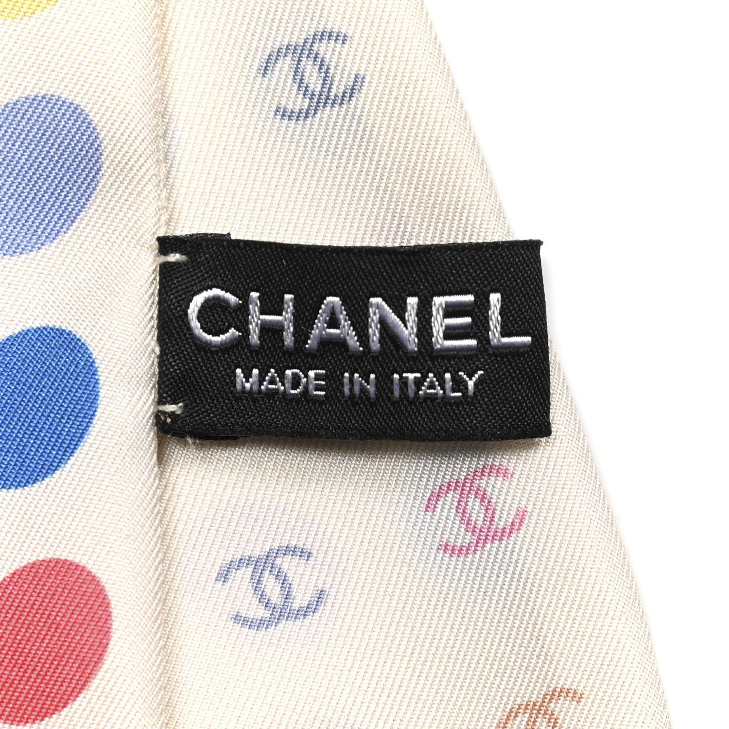 Chanel Silk Polka Dot CC Slim Bandeau Scarf Ivory Multicolor 3 of 3
