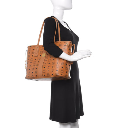 MCM Visetos Medium Liz Reversible Shopper Tote Cognac 2 of 10