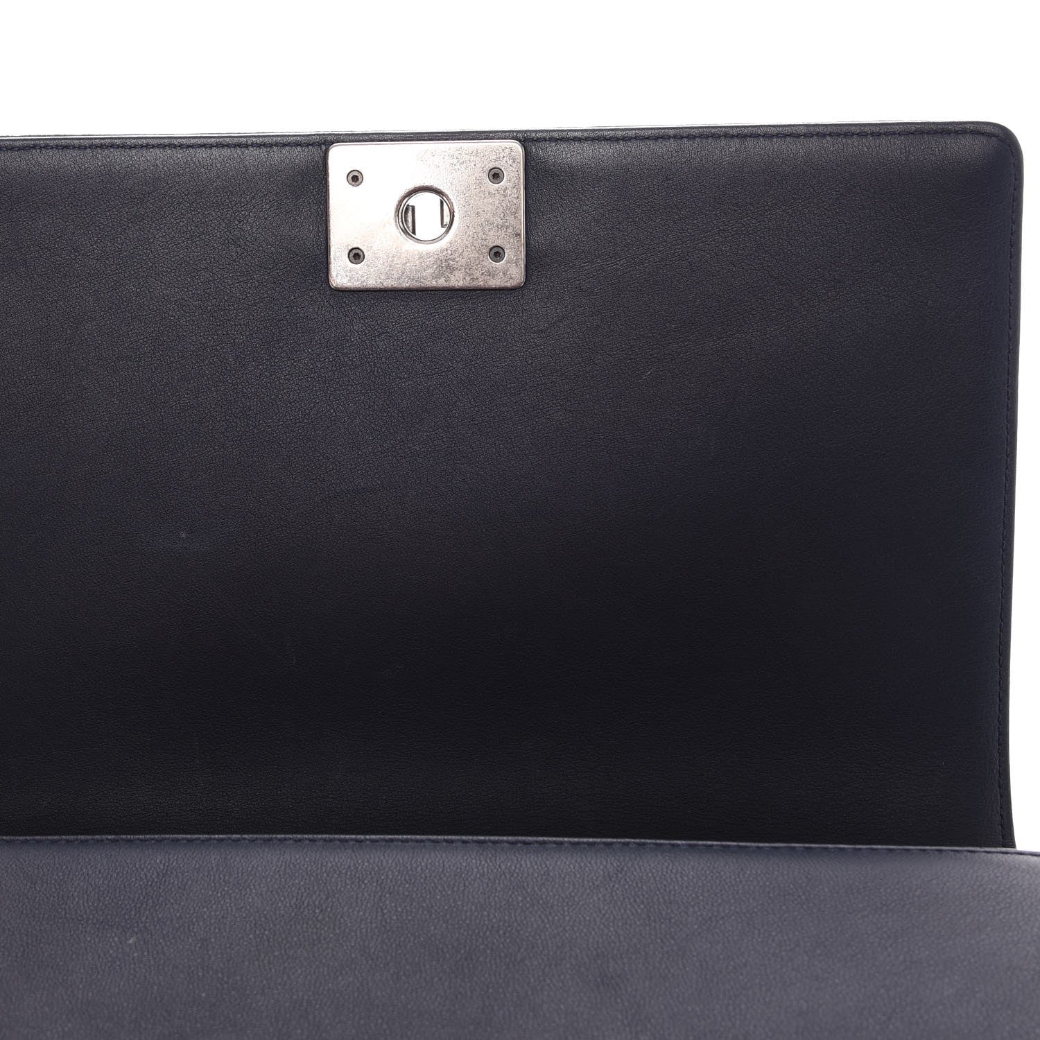 Chanel Velvet Tweed Quilted New Medium Boy Flap Dark Navy Blue 10 of 10