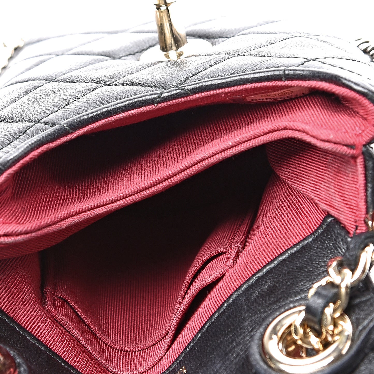 Lambskin Quilted Chain Around Flap Crossbody Black