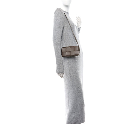 Bottega Veneta Lambskin Maxi Intreccio Cassette Phone Pouch Crossbody Bag Taupe Grey 2 of 10