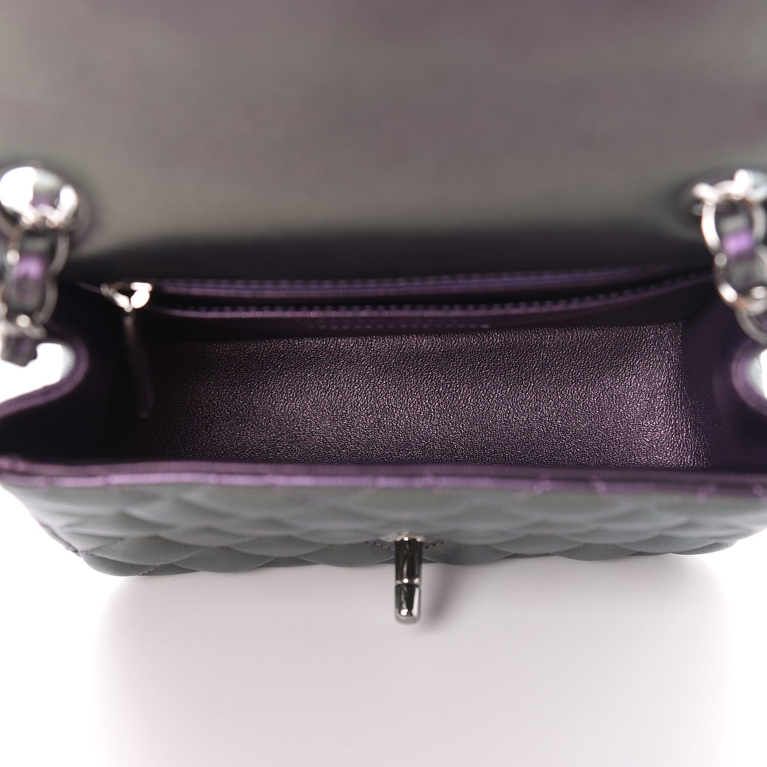 Chanel Iridescent Lambskin Quilted Mini Square Flap Dark Purple 5 of 11