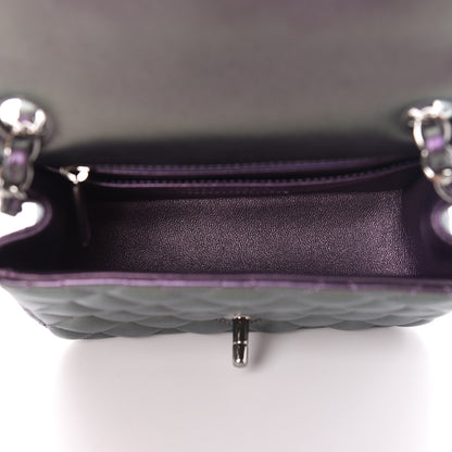 Chanel Iridescent Lambskin Quilted Mini Square Flap Dark Purple 5 of 11