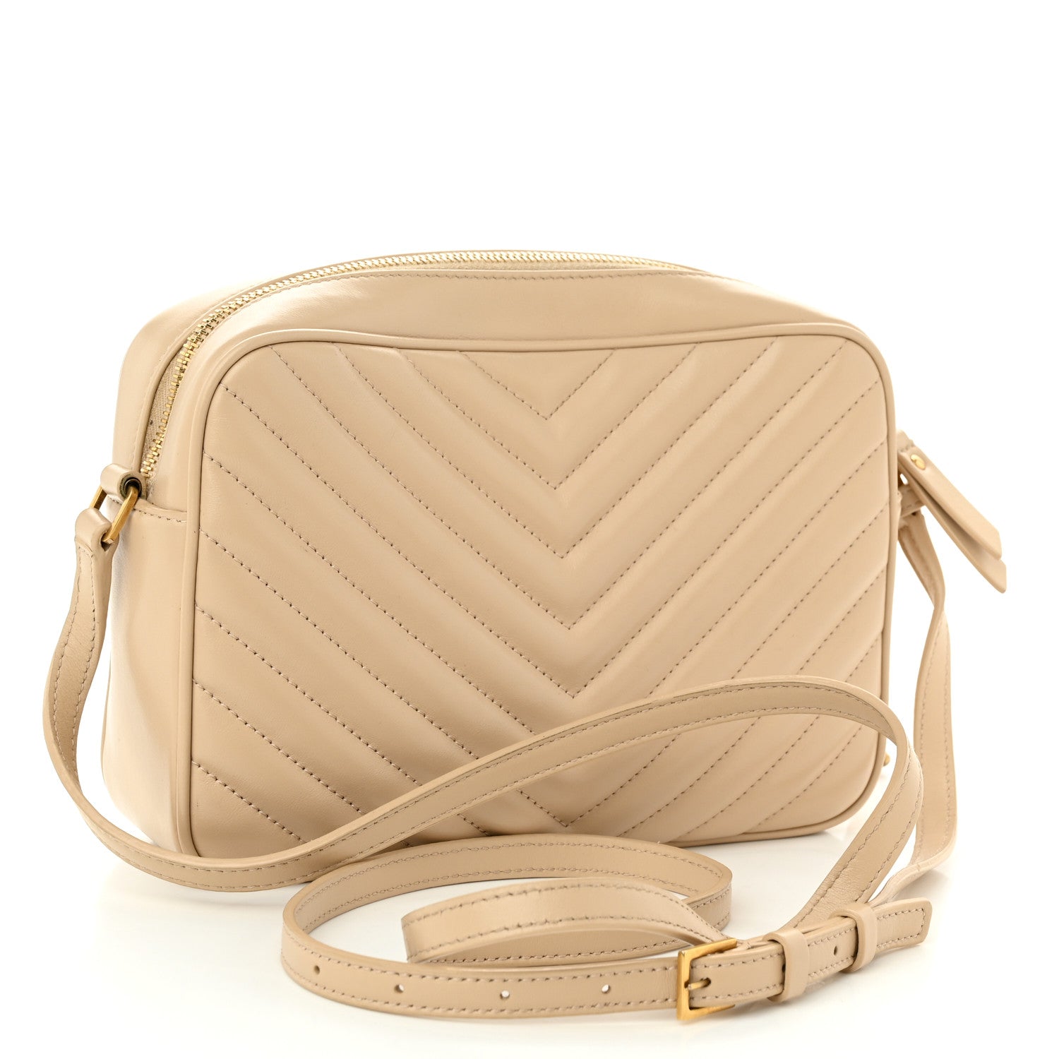 Saint Laurent Calfskin Matelasse Monogram Lou Camera Bag Dark Beige 3 of 11