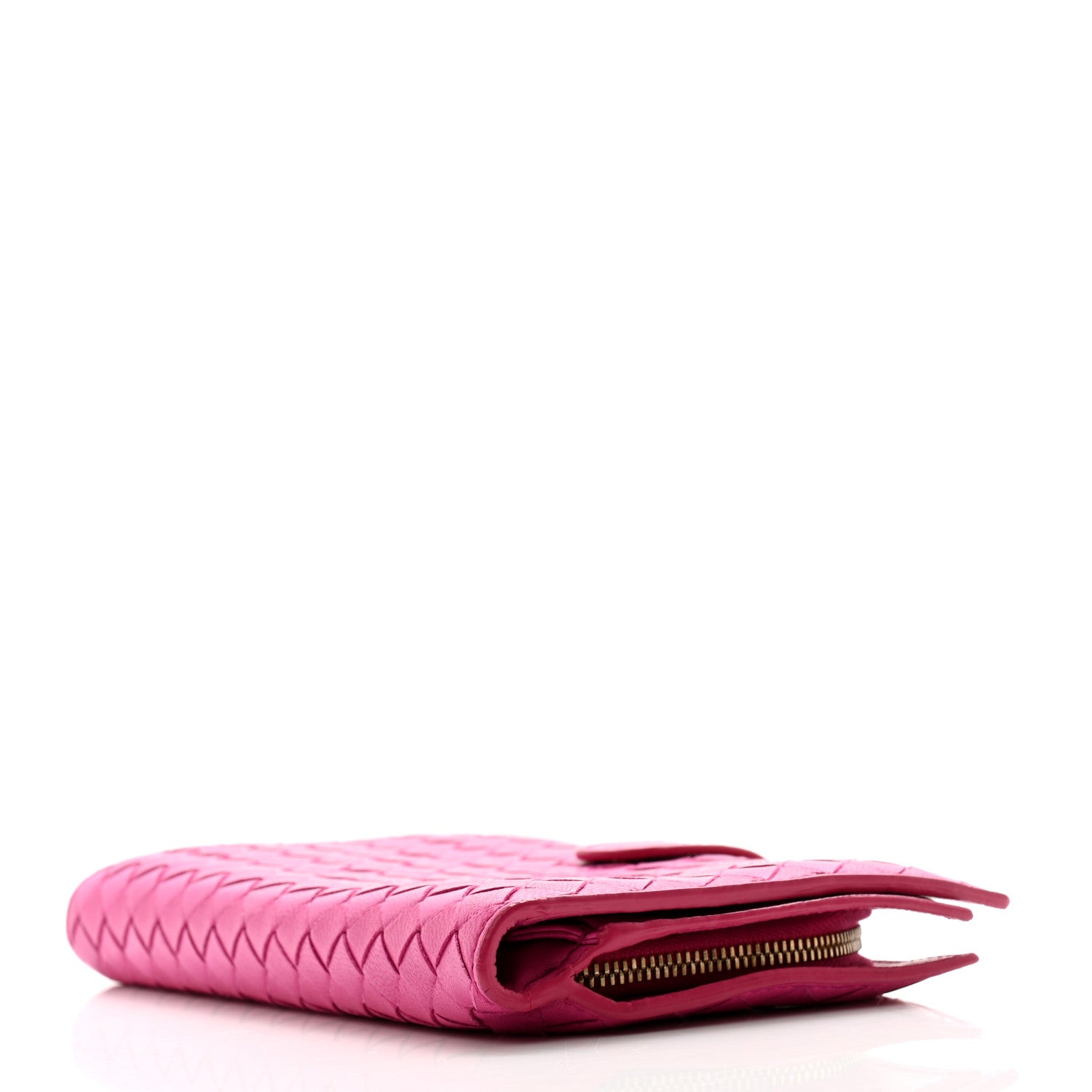 Bottega Veneta Nappa Intrecciato Continental Snap Wallet Fuchsia 4 of 9