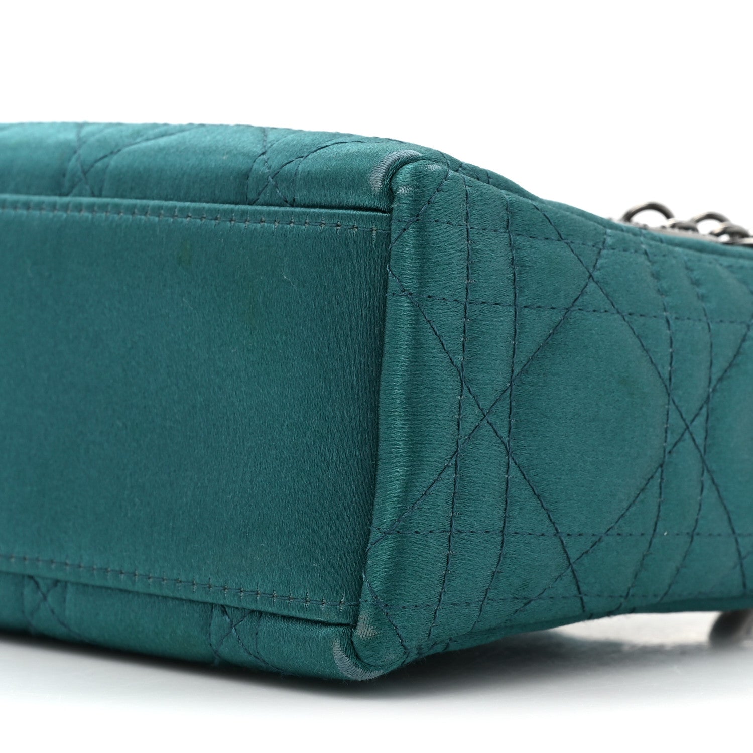 Christian Dior Satin Swarovski Crystal Cannage Mini Lady Dior Teal 7 of 13