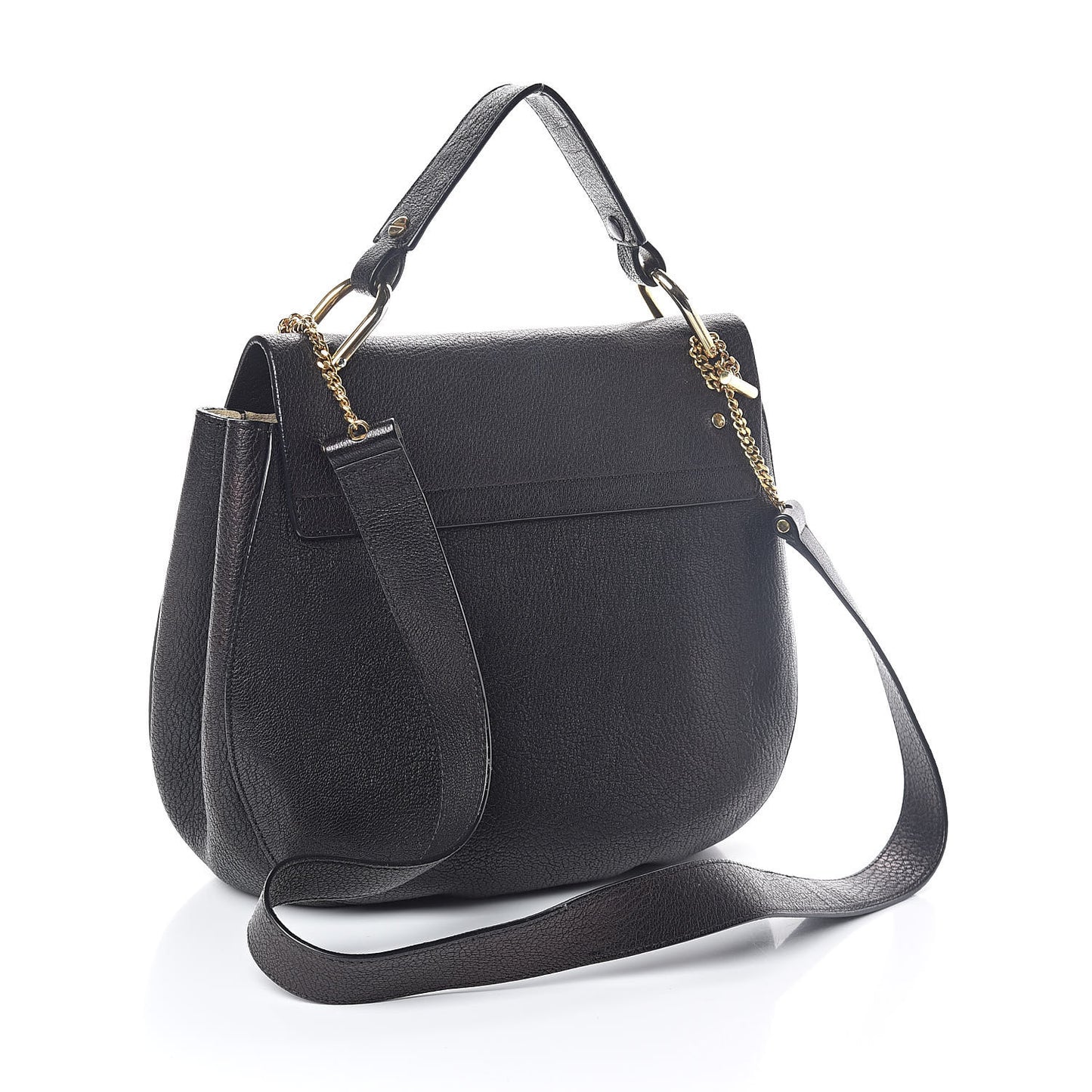 Grained Lambskin Large Drew Shoulder Bag Black