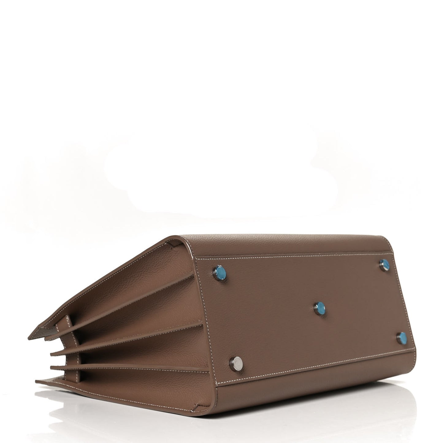 Grained Calfskin Topstitch Small Classic Sac De Jour Taupe