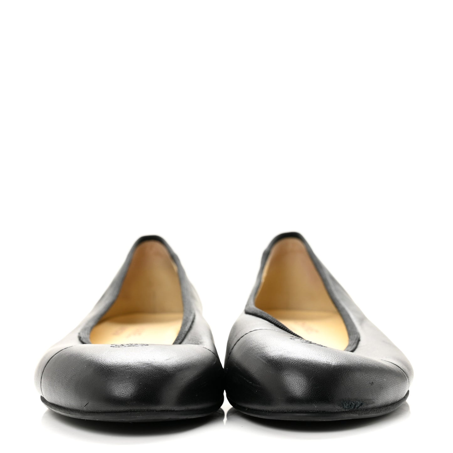 Lambskin Cap Toe CC Uniform Ballerina Flats 39 Black