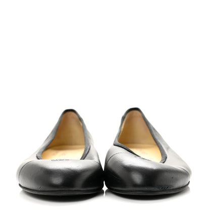 Chanel Lambskin Cap Toe CC Uniform Ballerina Flats 39 Black 3 of 10
