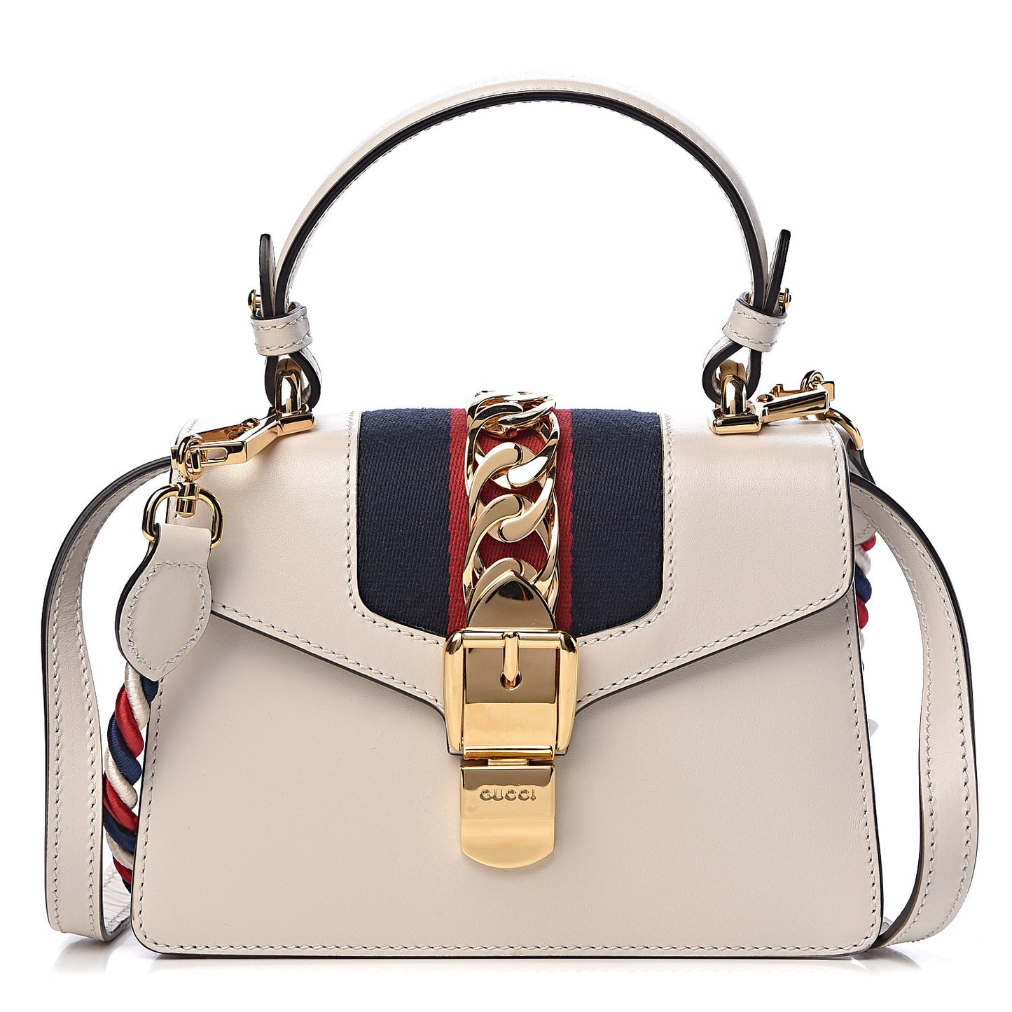 Calfskin Mini Sylvie Top Handle Bag White