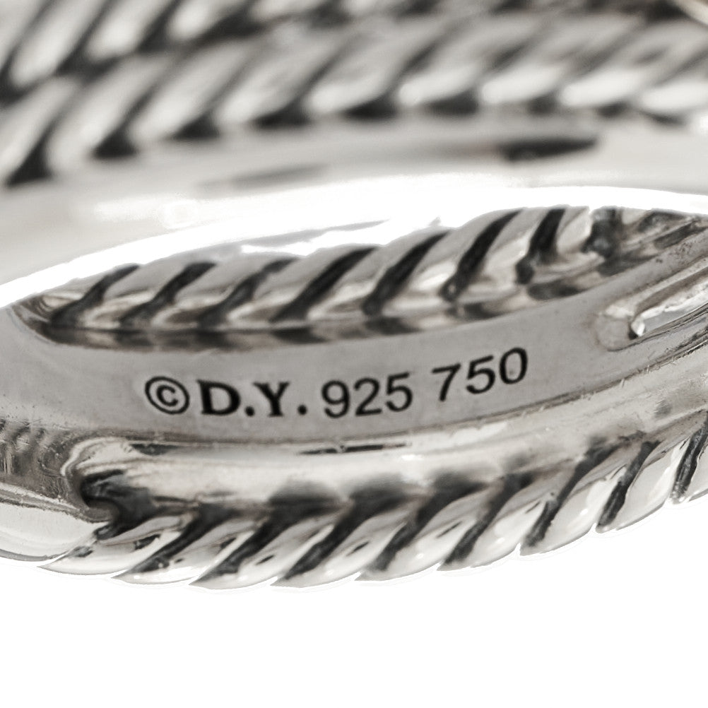 David Yurman Sterling Silver 18K Yellow Gold 6mm X Crossover Ring 50 5.5 4 of 5