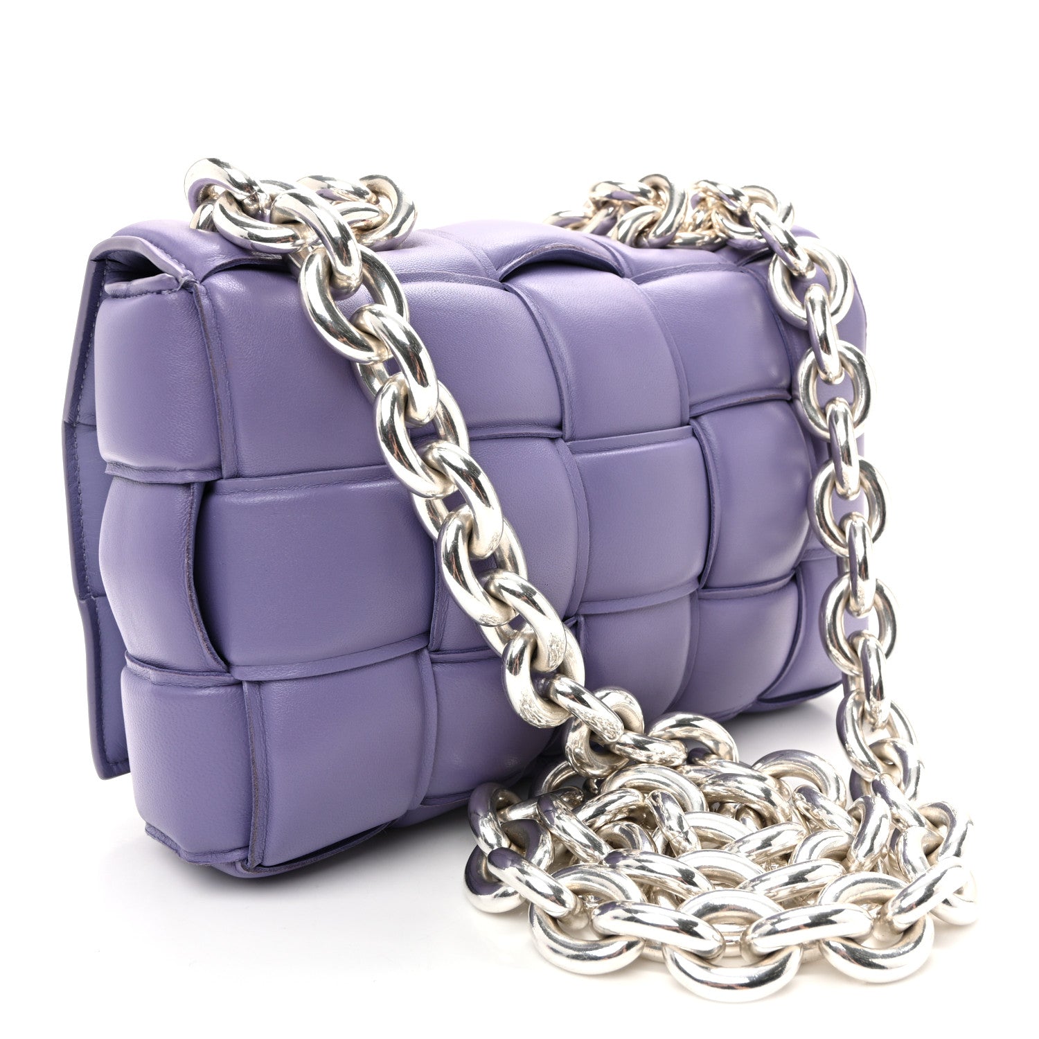 Bottega Veneta Lambskin Maxi Intreccio Padded Chain Cassette Crossbody Bag Lavender 3 of 9