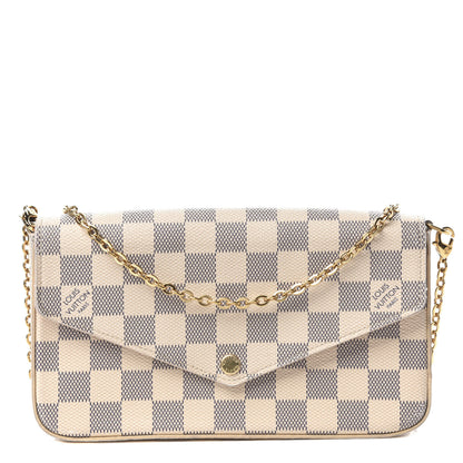 Louis Vuitton Damier Azur Pochette Felicie Chain Wallet Rose Ballerine 1 of 10