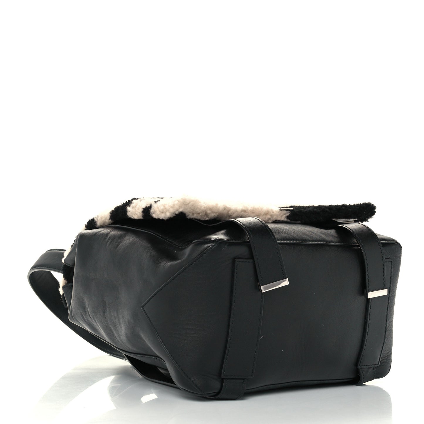 Calfskin Shearling Small Blurred Stripe PS Backpack Black Nude