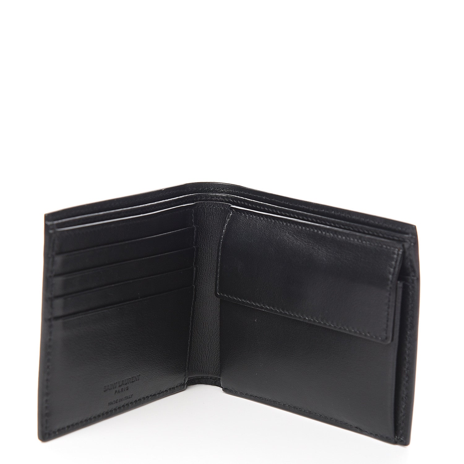 Saint Laurent Calfskin Star Print Bi-Fold Wallet Black 4 of 12