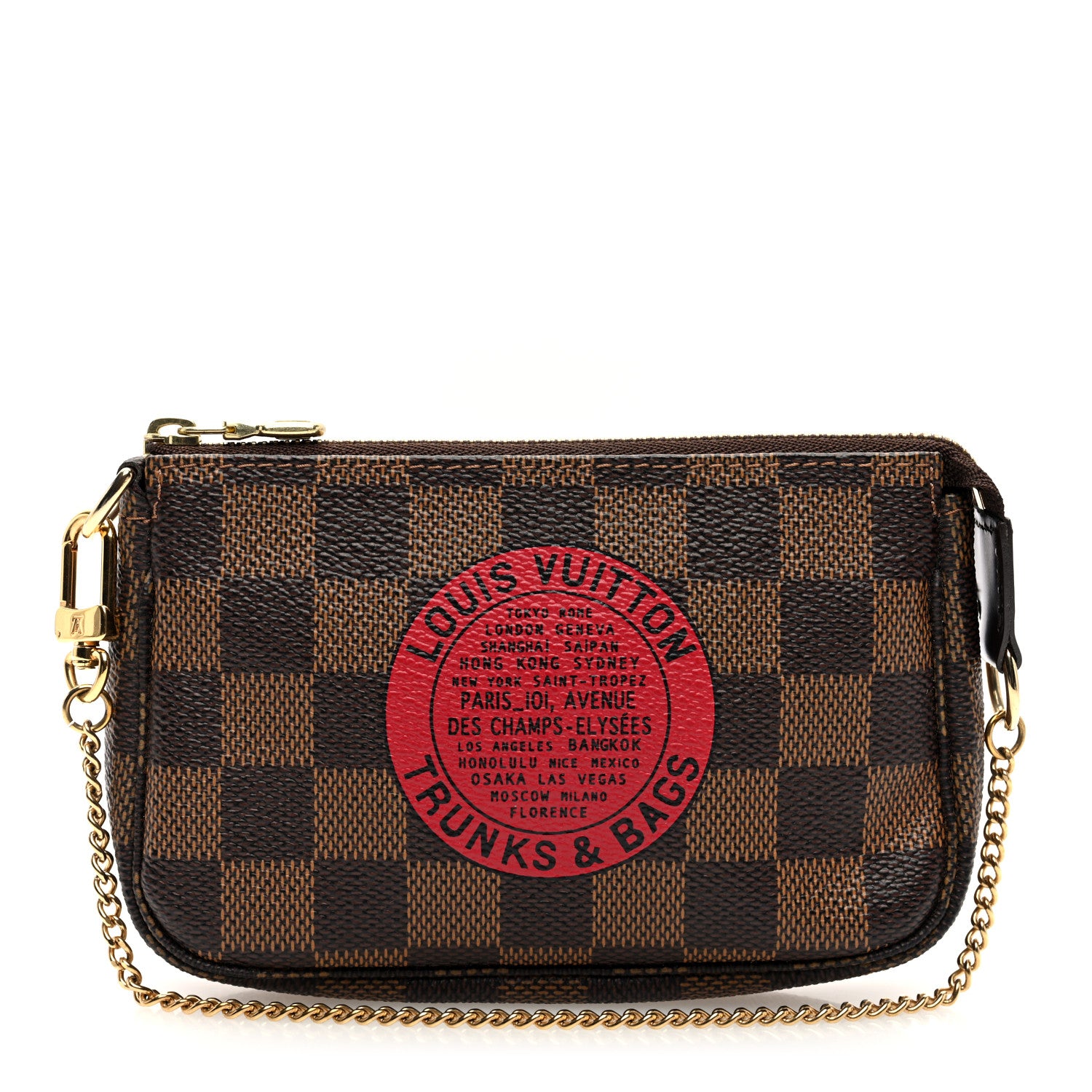 Louis Vuitton Damier Ebene Complice Trunks and Bags Mini Pochette Accessories Red 1 of 9