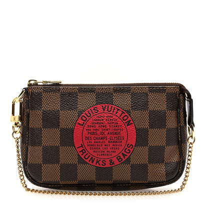 Louis Vuitton Damier Ebene Complice Trunks and Bags Mini Pochette Accessories Red 1 of 9