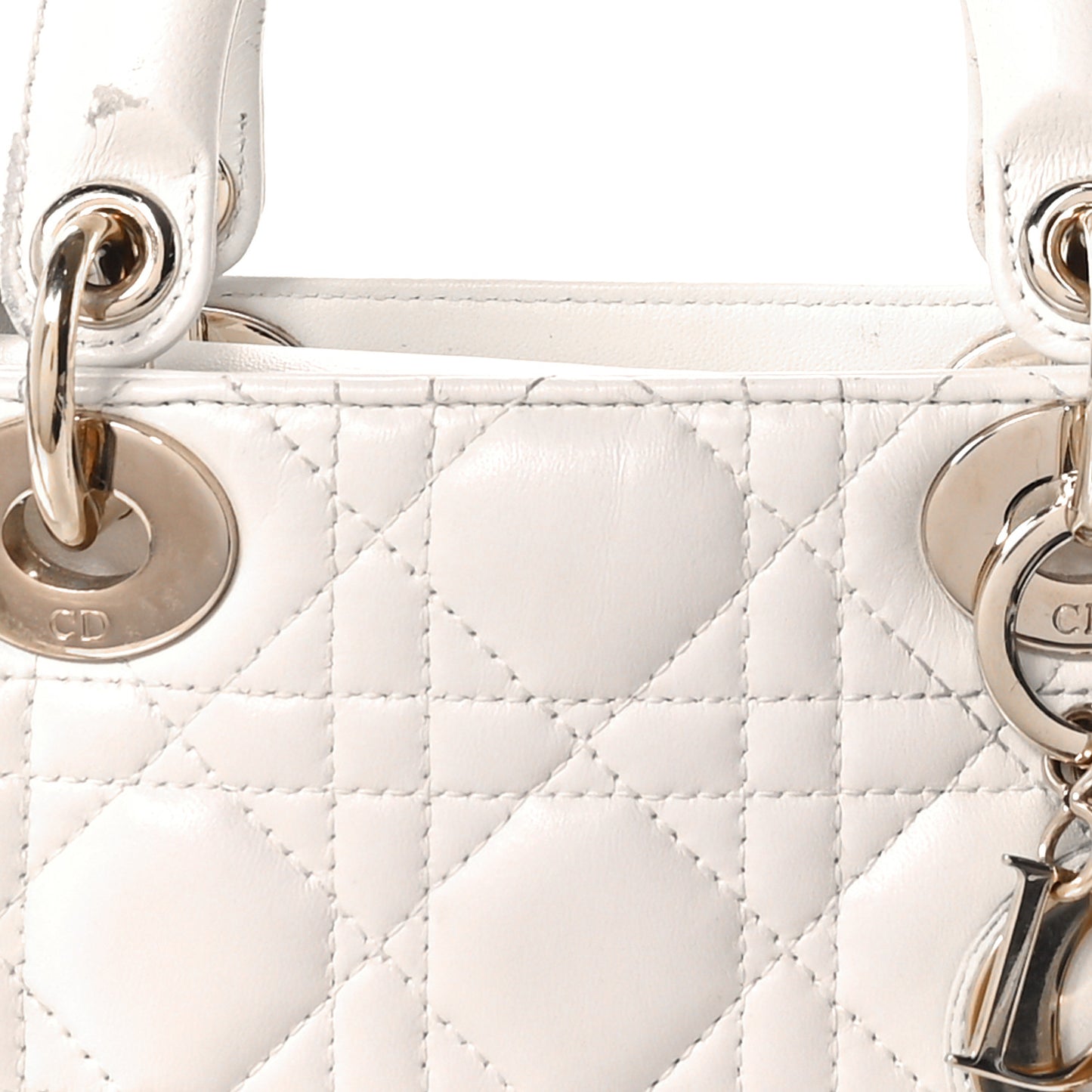 Lambskin Cannage Mini Lady Dior White