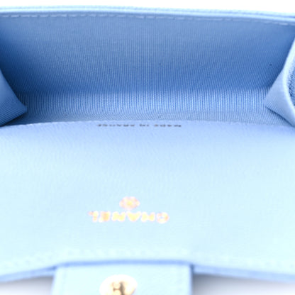 Chanel Caviar Quilted Flap Card Holder Wallet Light Blue 5 of 10