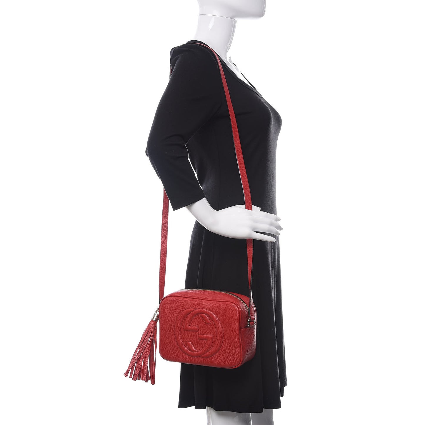 Pebbled Calfskin Small Soho Disco Bag Vibrant Red