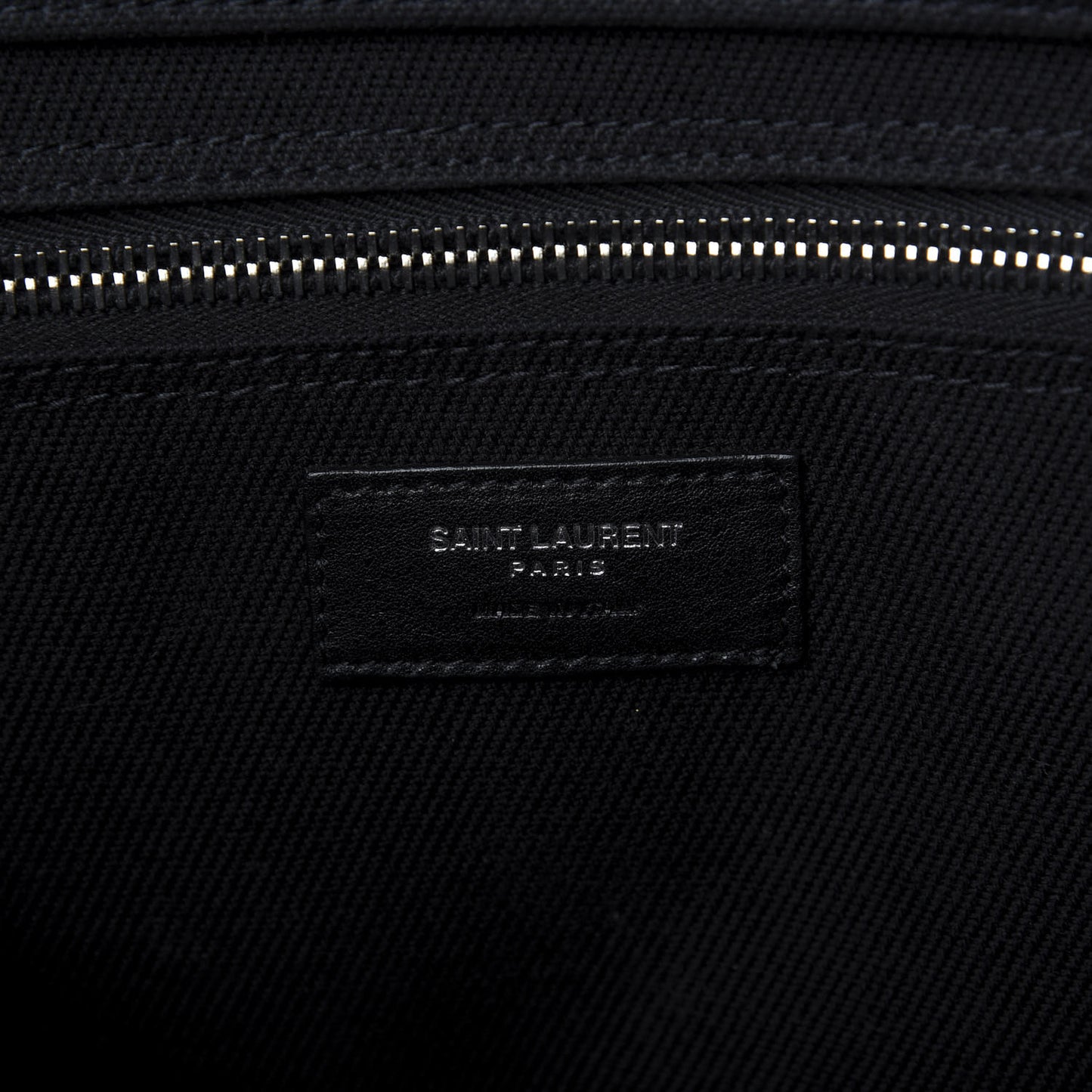 Linen Calfskin Rive Gauche North South Tote Black