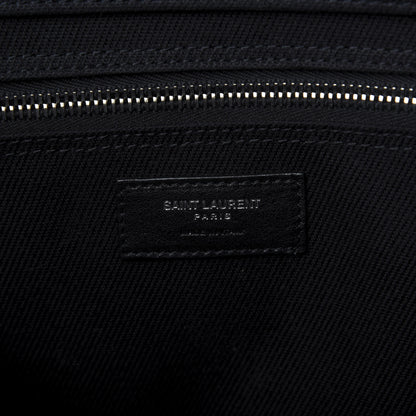 Saint Laurent Linen Calfskin Rive Gauche North South Tote Black 8 of 9