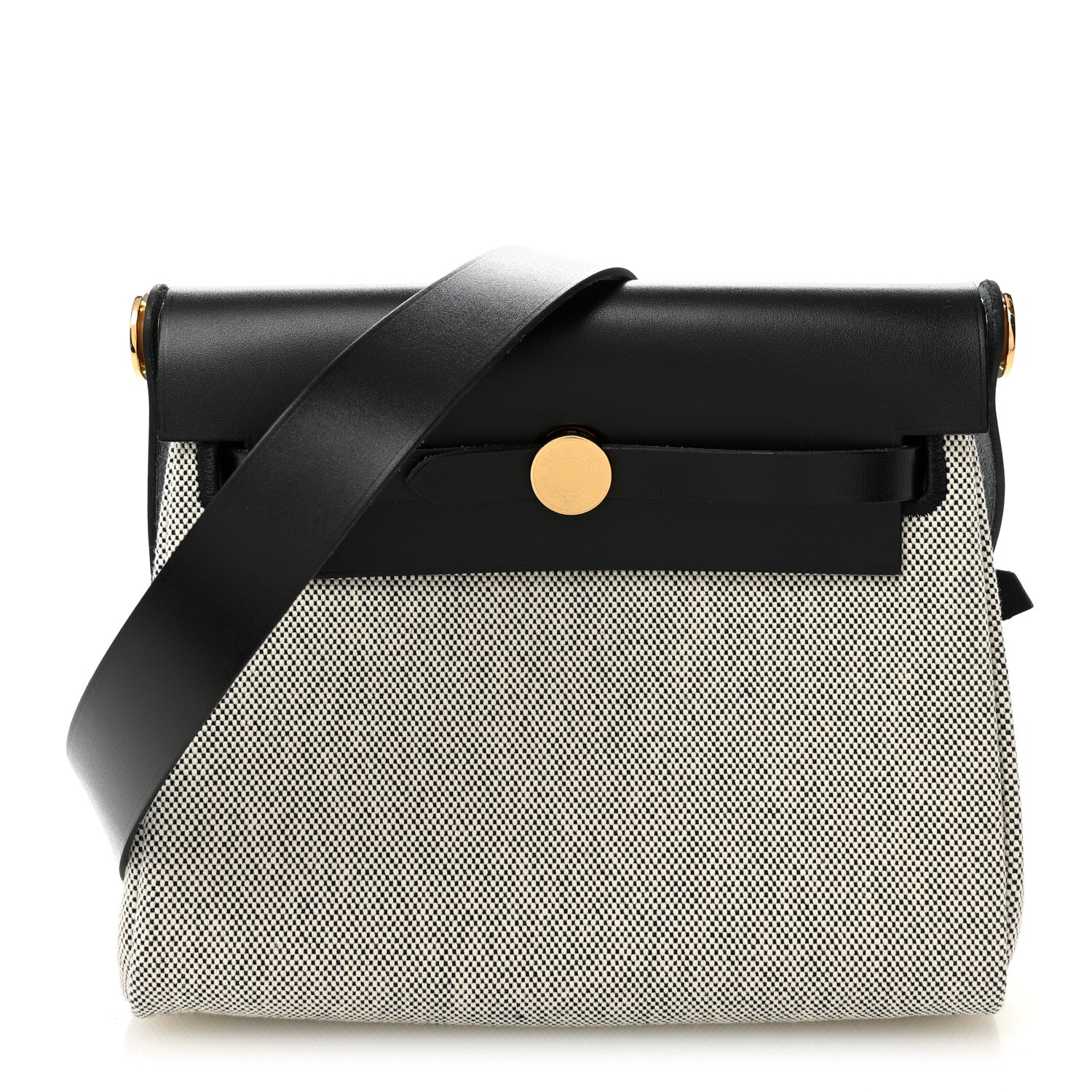 Hermes Military Toile Vache Hunter Herbag Zip Retourne 20 Ecru Black 1 of 11