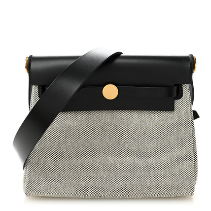Hermes Military Toile Vache Hunter Herbag Zip Retourne 20 Ecru Black 1 of 11