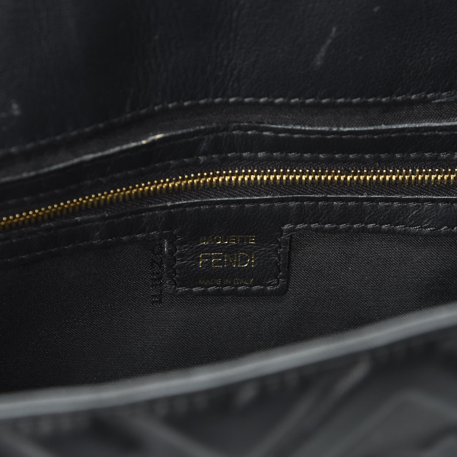 Fendi Nappa FF 1974 Embossed Baguette Black 10 of 12