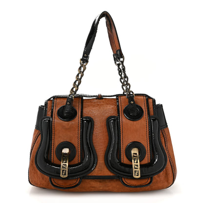Fendi Nappa Patent B Bag Osso Black 1 of 12