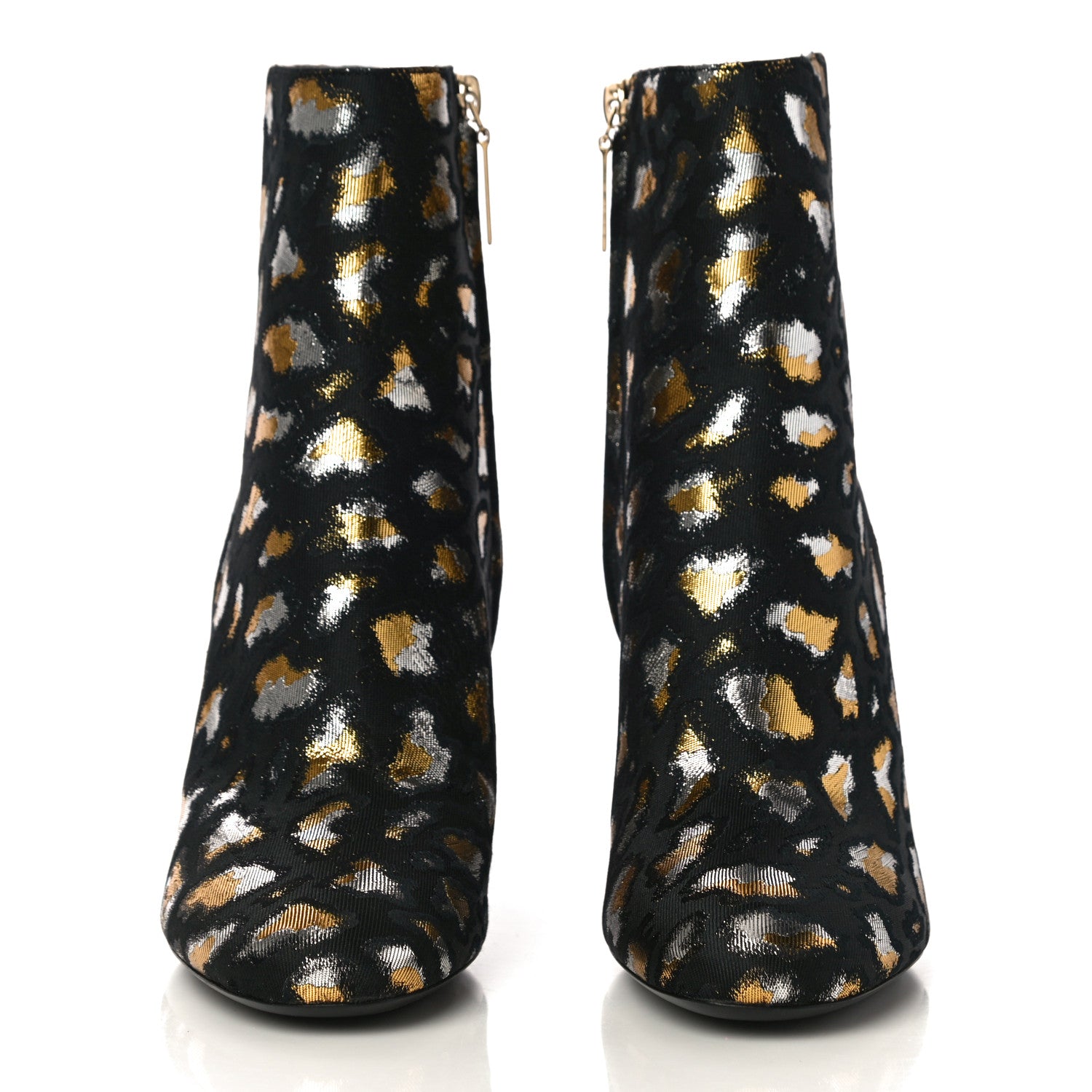 Saint Laurent Jacquard Leopard Loulou Ankle Boots 38 Oro 2 of 11