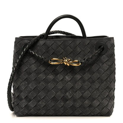Bottega Veneta Suede Intrecciato Small Andiamo Shoulder Bag Graphite 1 of 10