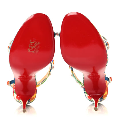 Christian Louboutin Crepe Satin Rosapetra 100 Sandals 38.5 Ludwig Multi 6 of 9
