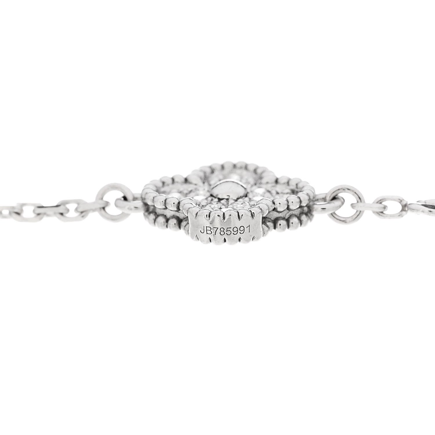 Van Cleef & Arpels 18K White Gold Diamond 6 Motifs Sweet Alhambra Bracelet 4 of 5