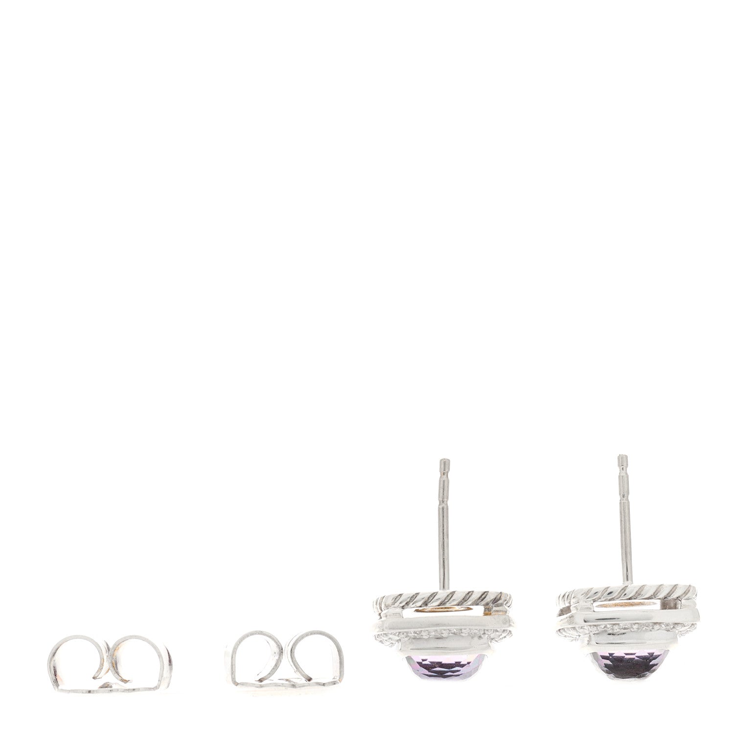 David Yurman Sterling Silver Diamond Black Orchid 5mm Albion Earrings 3 of 4