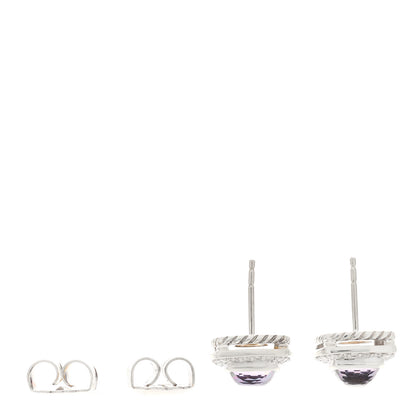 David Yurman Sterling Silver Diamond Black Orchid 5mm Albion Earrings 3 of 4