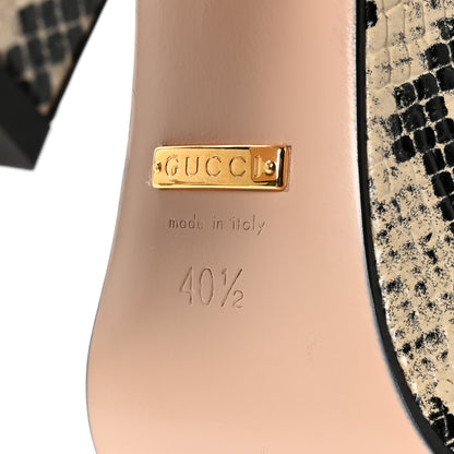 Gucci Calfskin Snakeskin Print Horsebit 40/135mm Platform Sandals 40.5 Beige Avana 7 of 10