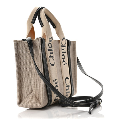 Chloe Cotton Calfskin Small Woody Ribbon Tote White Blue 3 of 9
