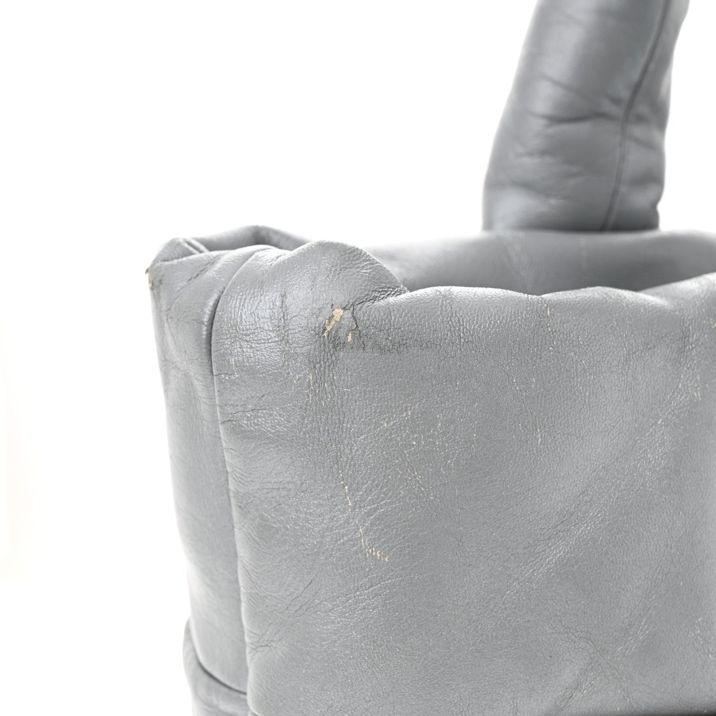 Metallic Lambskin Quilted Small Coco Cocoon Reversible Tote Light Grey