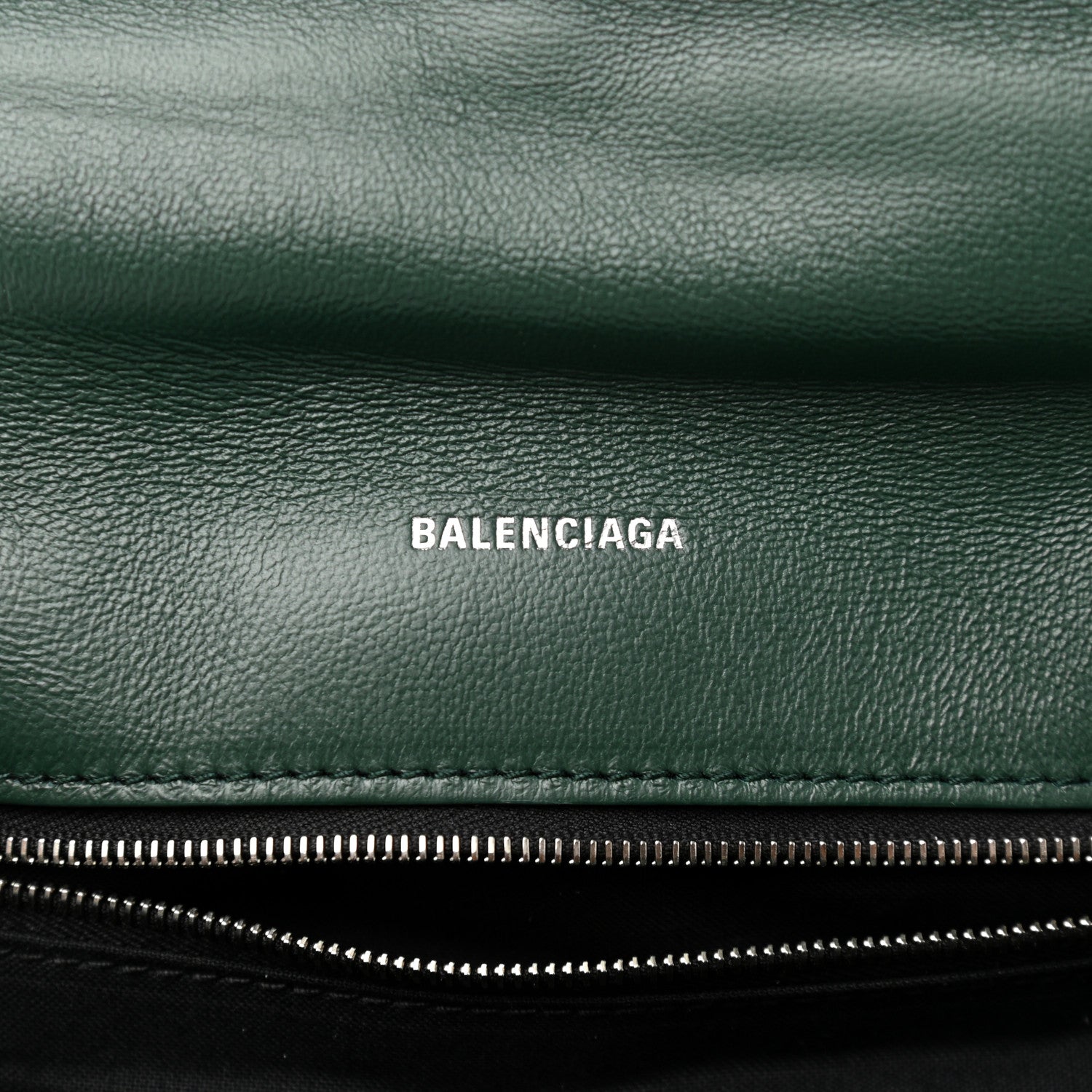 Balenciaga Nappa Calfskin Quilted Touch B Puffy Clutch Forest Green 6 of 10