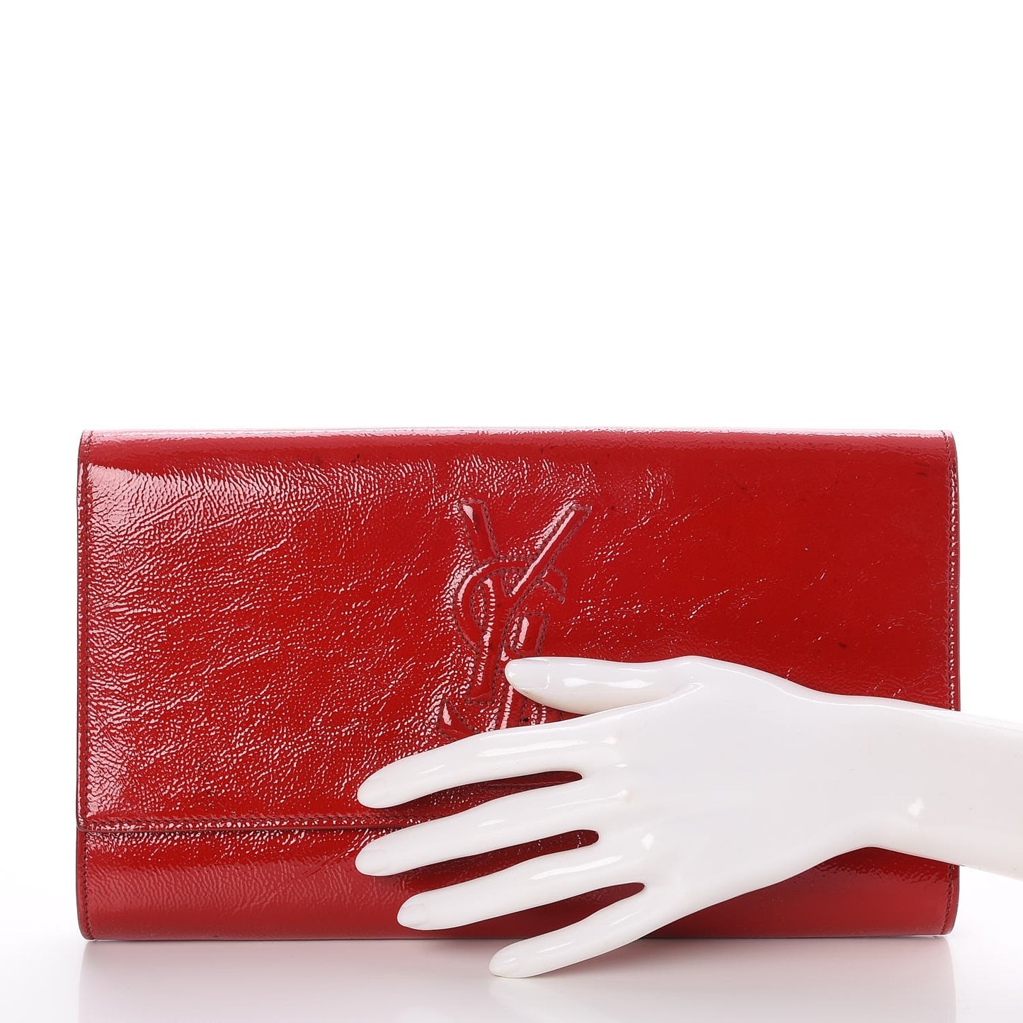 Textured Patent Monogram Large Belle De Jour Clutch Red