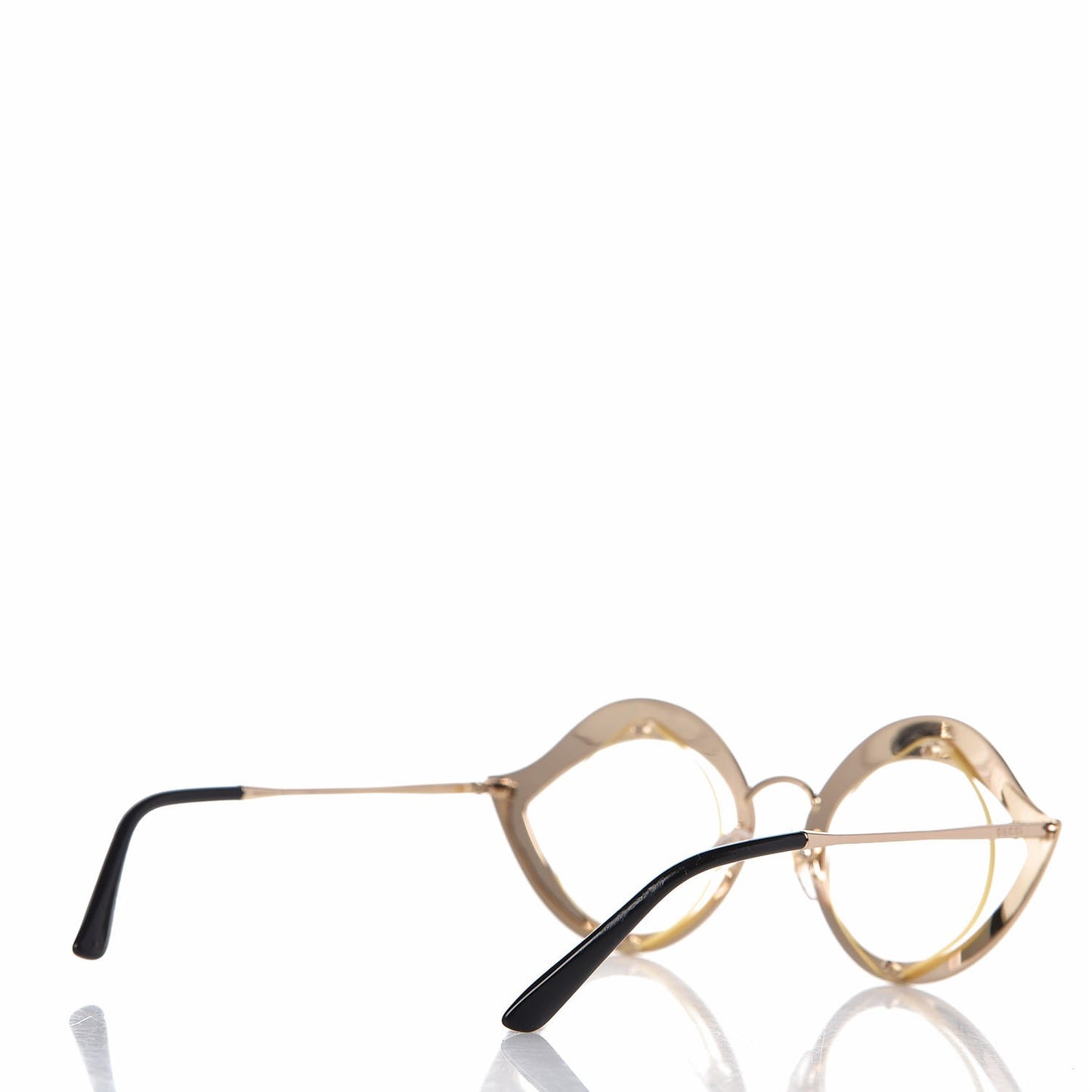 GUCCI Metal Crystal Cat Eye Glasses GG0046S Gold
