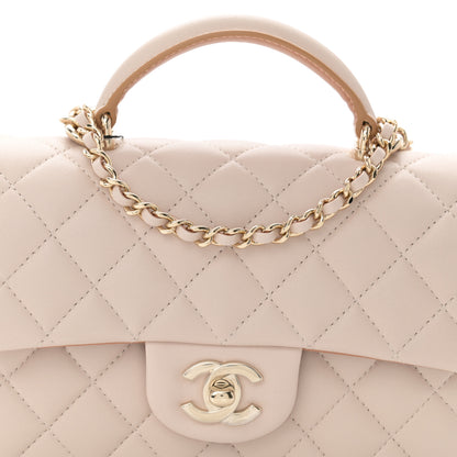 Chanel Lambskin Quilted Bi-Color Mini Top Handle Rectangular Flap Ecru Dark Beige 8 of 11