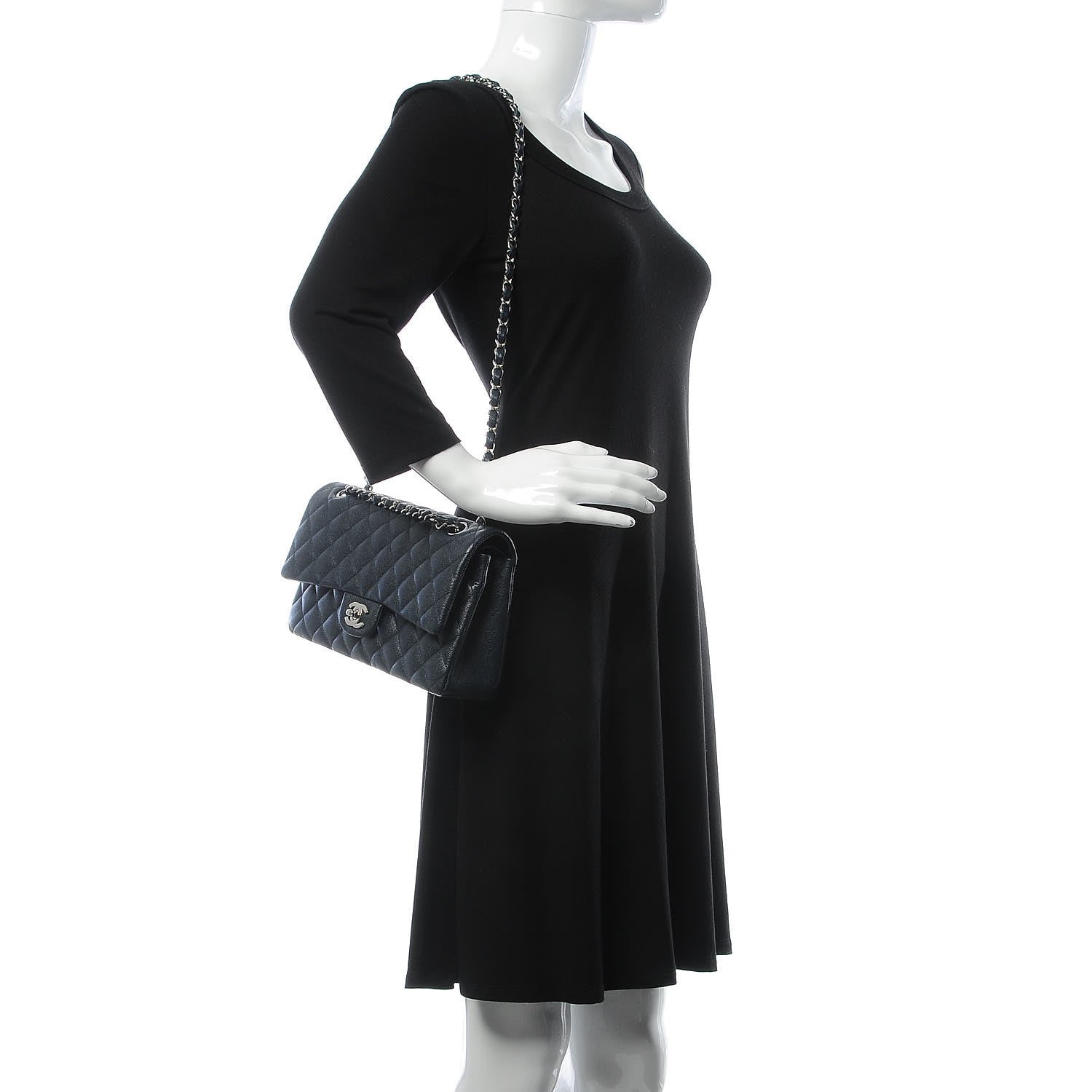 Chanel Caviar Quilted Medium Double Flap Navy 3 of 14